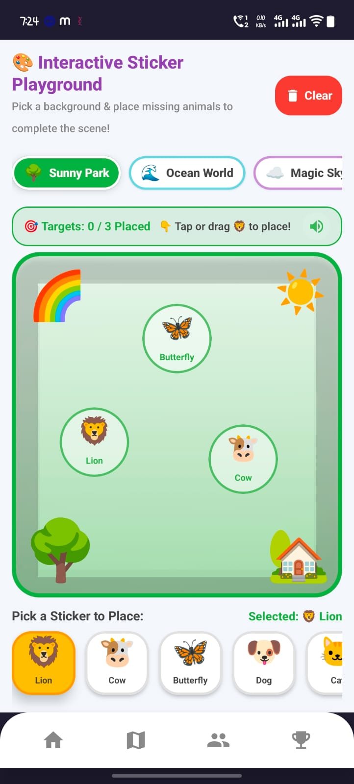 Interactive sticker playground activity
