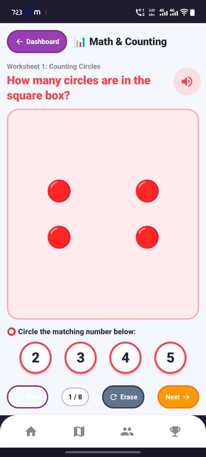 Preschool maths counting worksheet